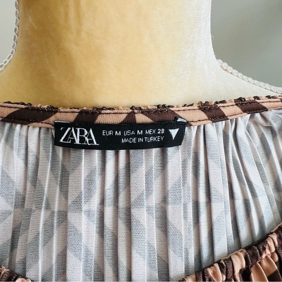 ZARA PRINTED PLEATED DRESS - Picture 9 of 11